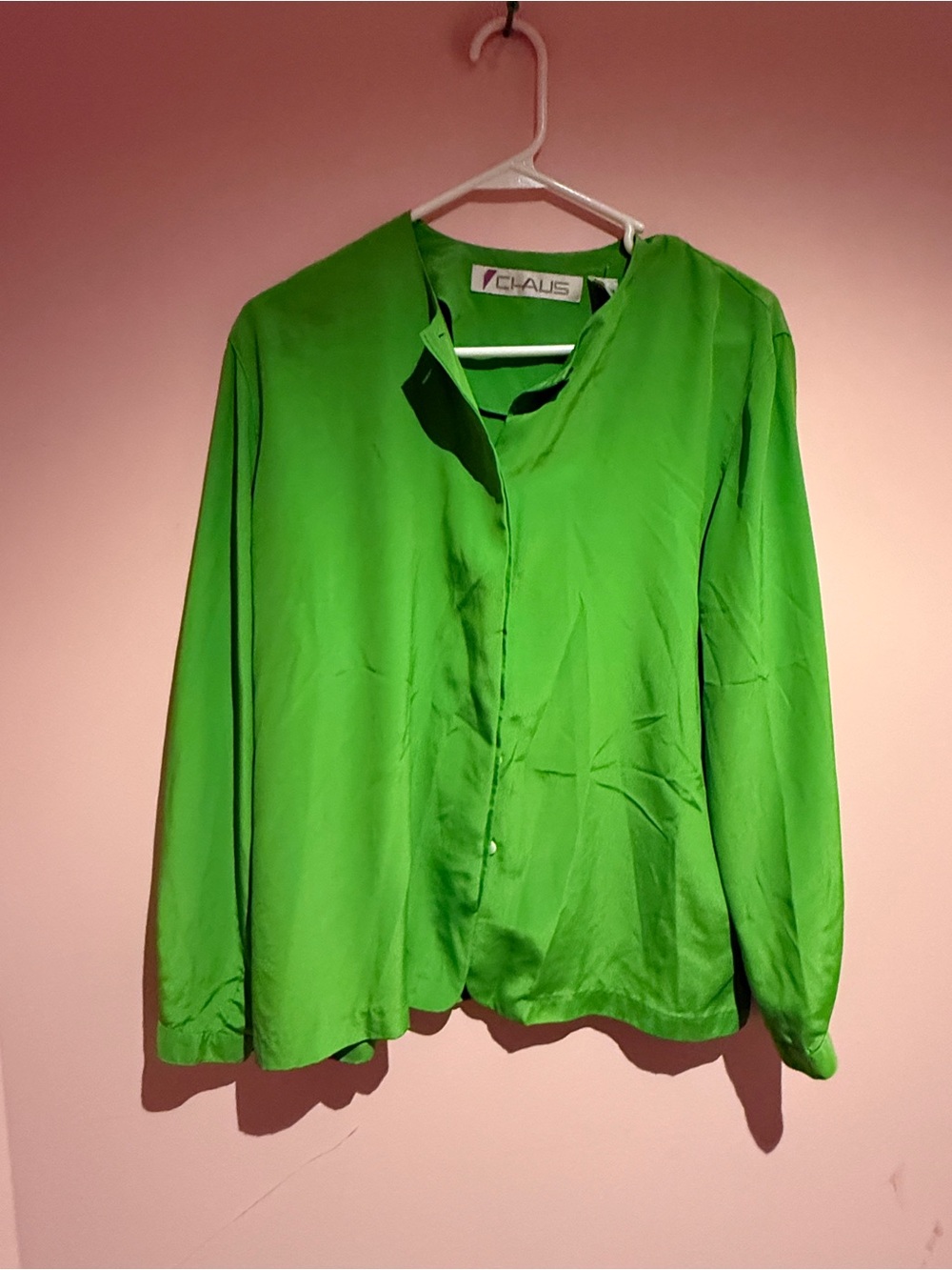 Chaus vintage Women's Bright Green Button-Front Blouse